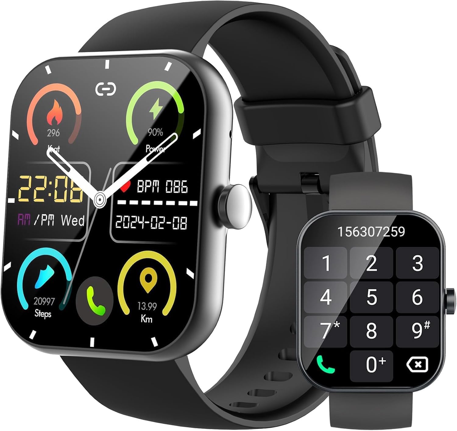Smart Watch(Answer/Make Calls), 1.96″ HD Smartwatches for Men Women, Fitness Tracker with Heart Rate SpO2 Sleep Monitor, Pedometer, 100+ Sport Modes, IP68 Waterproof, Activity Tracker for iOS Android