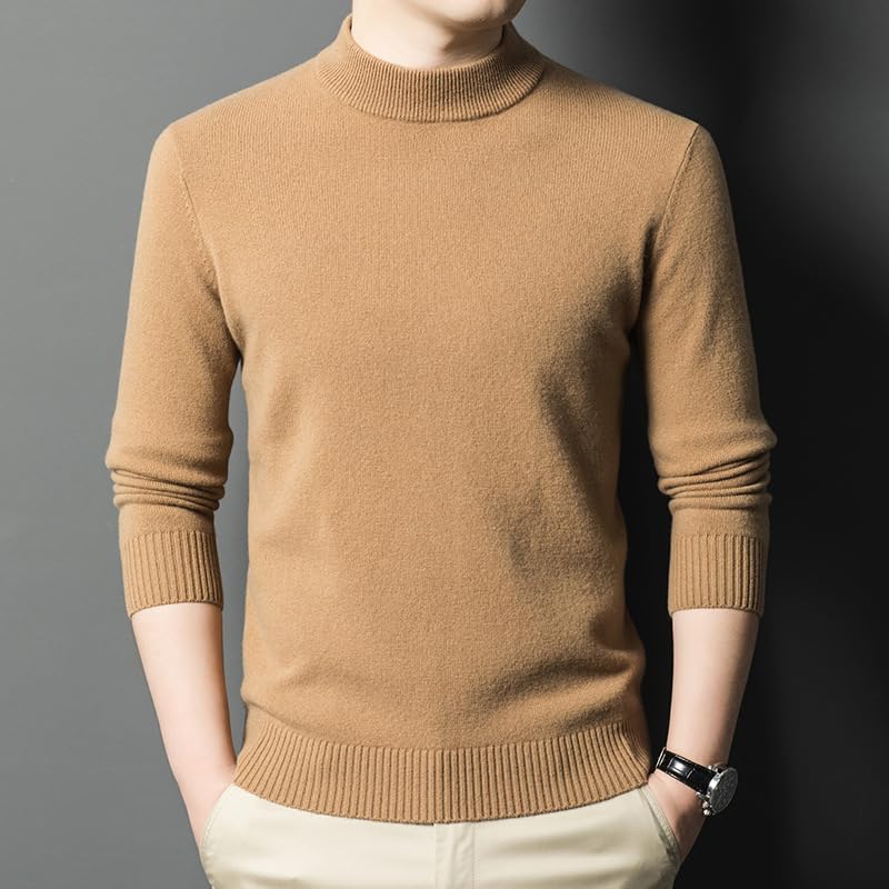 Men's Winter Half High Collar Plush Thickened Leisure Loose Warm Knitted Sweater Men's Top2