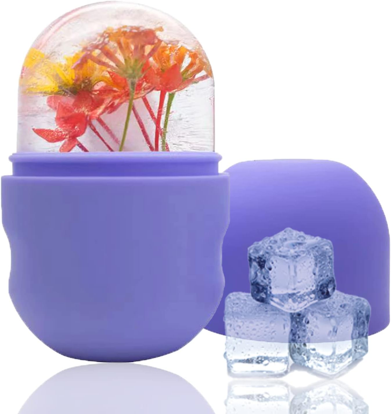 Running man Ice Face Roller-Tighten Facial Skin,Ice Mold for Face Eye and Neck Face Ice Cube Ice Facial Capsule-Humanized Design, Easier to Open（Purple）