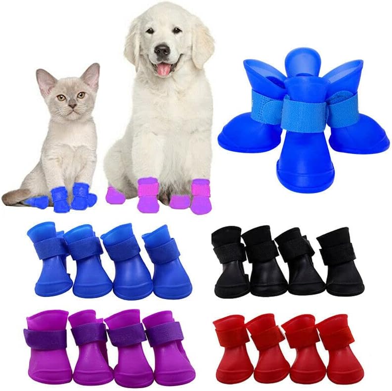 Pets Empire Puppy Dogs Candy Colors Anti-Slip Waterproof Rubber Rain Shoes Boots Paws Cover- Color May Vary (Size- (X-Large) Fit Paws:9cmX7cm)