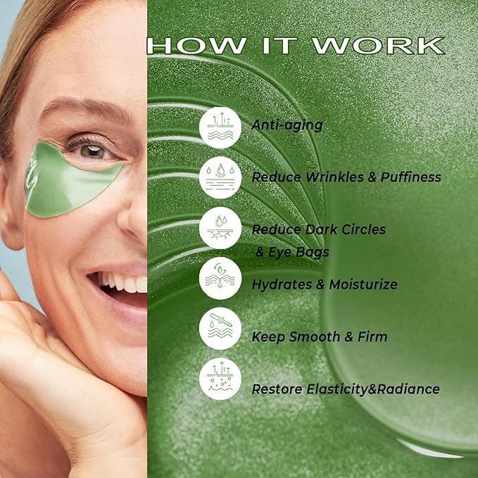 WALVIA Under Eye Patches - Hydra Anti Wrinkle Eye Serum Patch Anti-Aging Under Eye Mask for Removing Dark Circles, Repair Fine Lines Puffiness & Wrinkles(60 Pcs) (Medium, Aloe vera) - Image 4 thumbnail