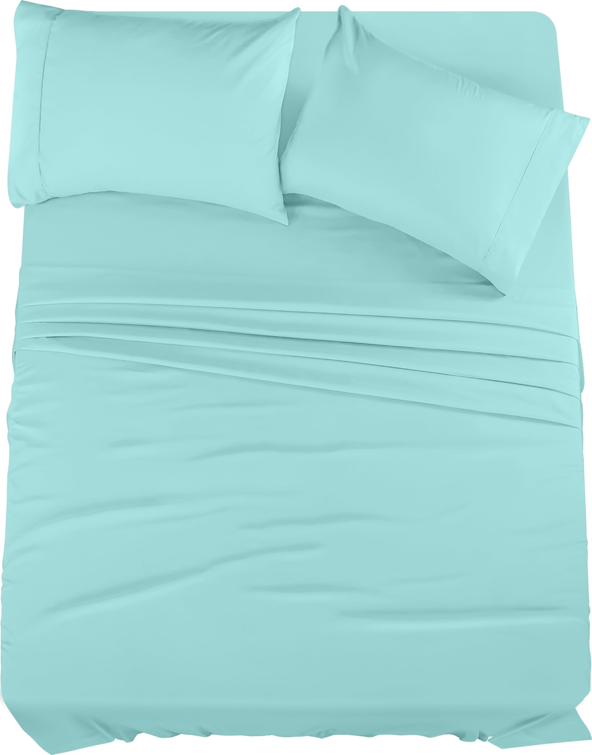 King Bed Sheet Set - 4 Piece Bedding Set - Brushed Microfiber - Shrink and Fade Resistant - Easy Care (King, Spa Blue) by Utopia Bedding