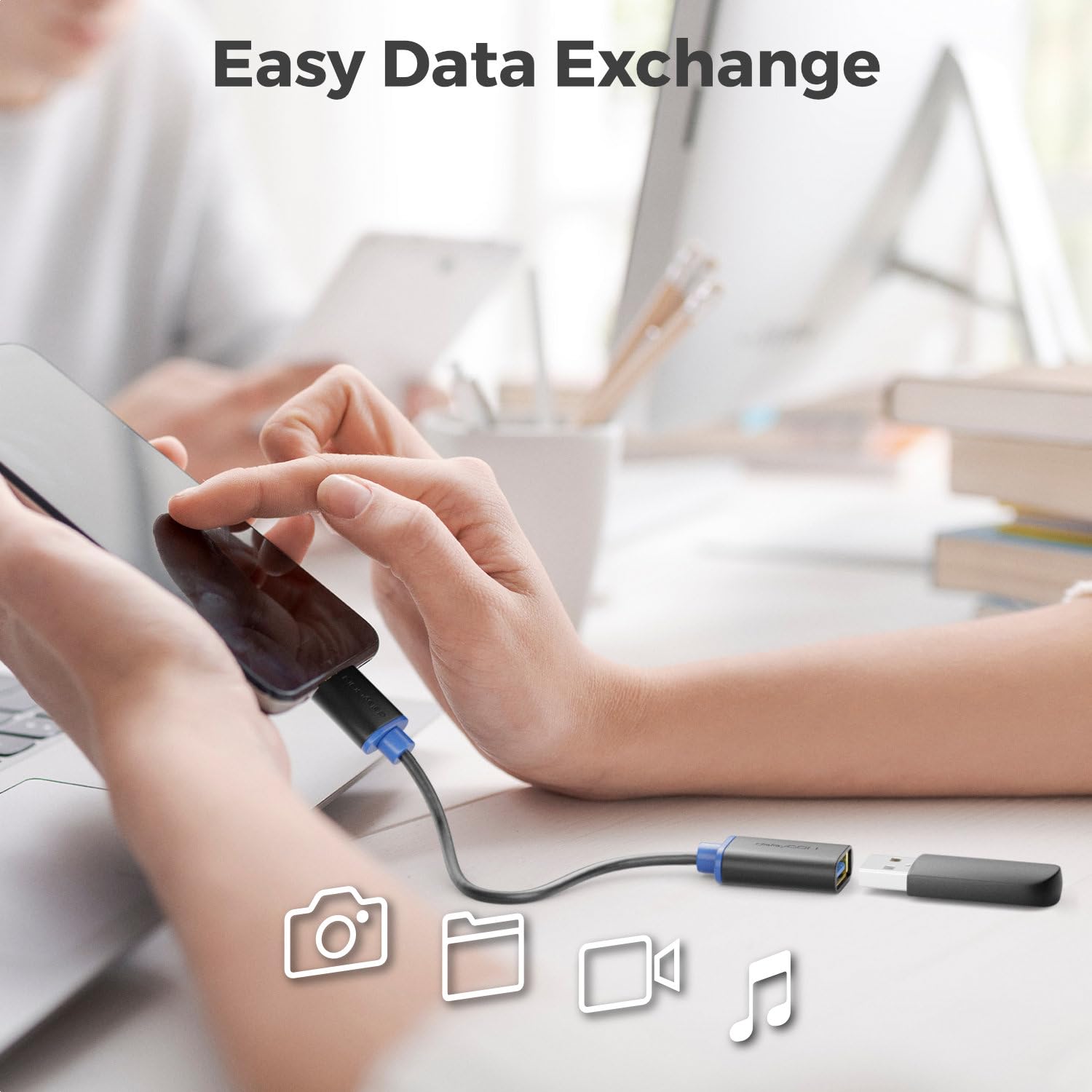 deleyCON [0,2m] USB 3.0 Super Speed OTG Adapter - kabel danych do smartfona i tabletu - gniazdo USB 3.0 A do USB 3.0 Micro B - technologia USB 3.0 Super Speed - szybkość transmisji do 5Gbit/s - ekranowany, elastyczny kabel Premium USB 3.0 - szybki i bezpi