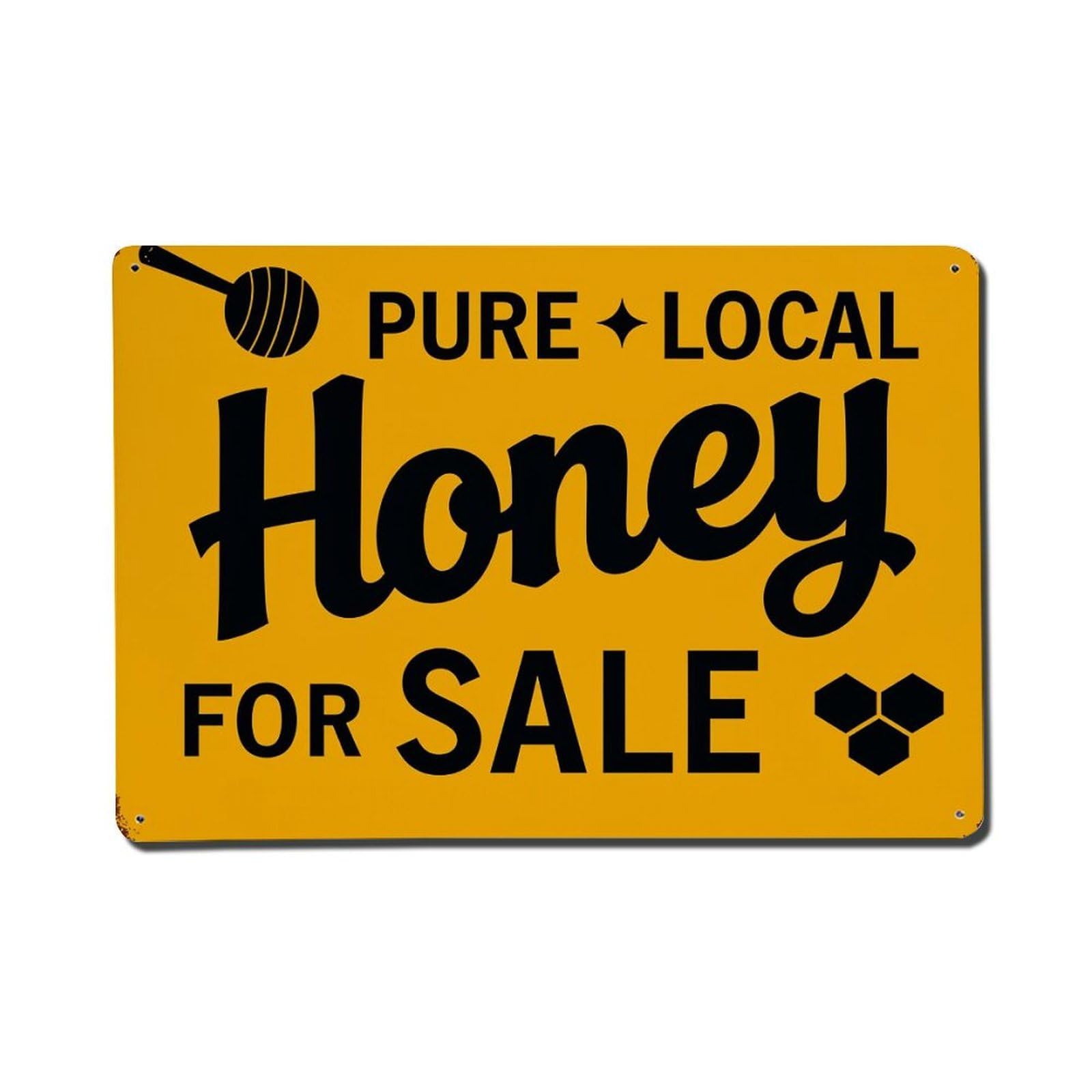 Pure Local Honey For Sale Tin Sign Vintage Metal Poster, Home Bar Garage Man Cave Cafe Indoor & Outdoor Wall Decoration 8x12Inches