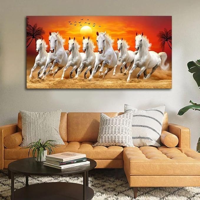 Aadee Craft Seven Running Horses at Sunrise Canvas Wall Painting ...