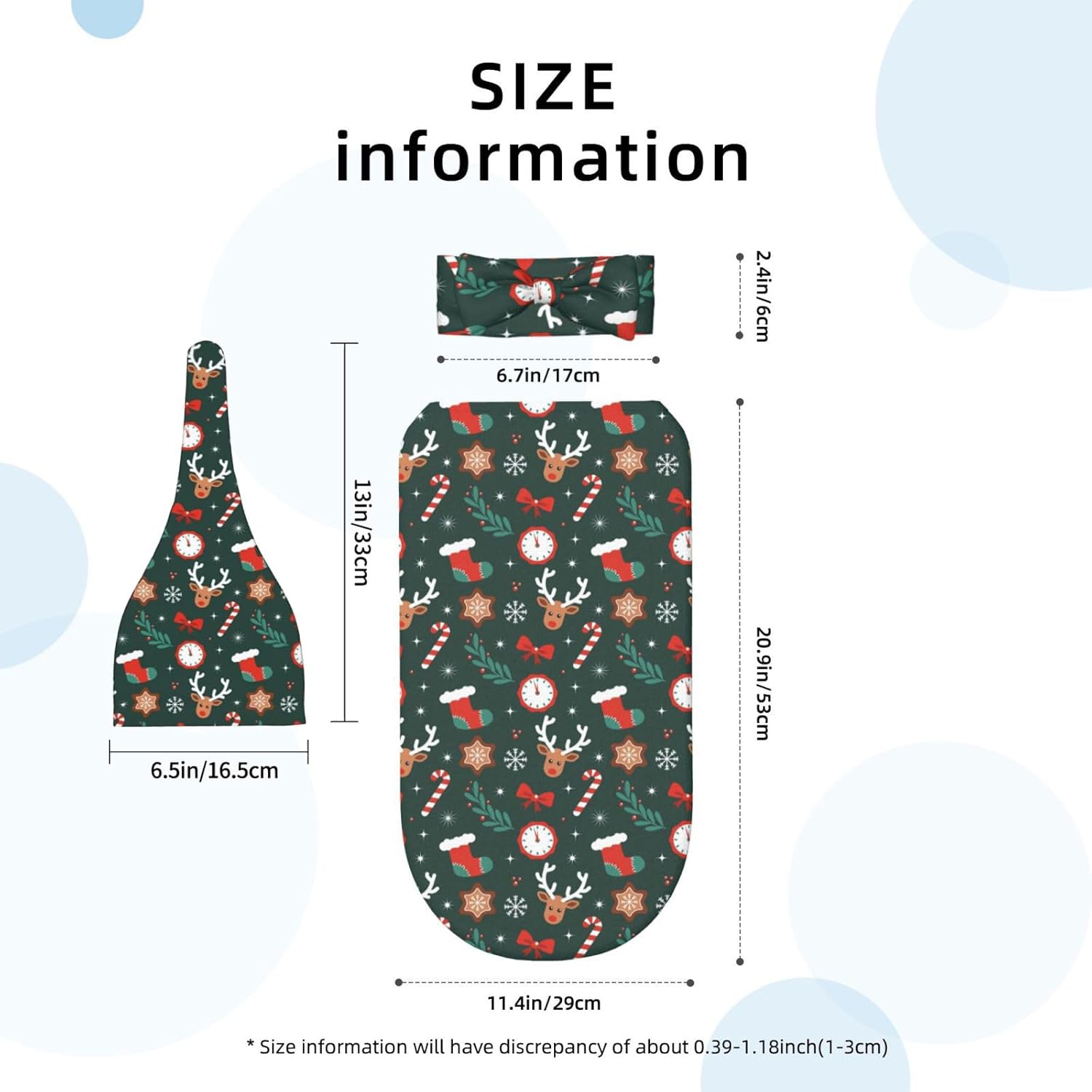 Christmas Swaddle Blanket Newborn Receiving Blanket Baby Swaddle Wrap with Headband Hat Set for Baby Girls Boys - Image 5