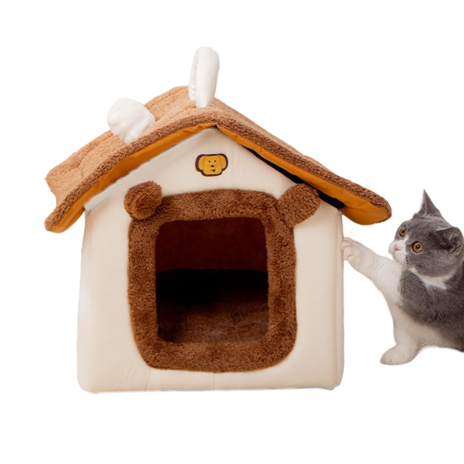 Panier de chat d'hiver chaud avec coussin amovible pour salon et balcon