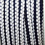 Matériau : polyester. Be-Creative Cordon tressé 4 mm pour sac anorak 2 m – Bleu marine/blanc