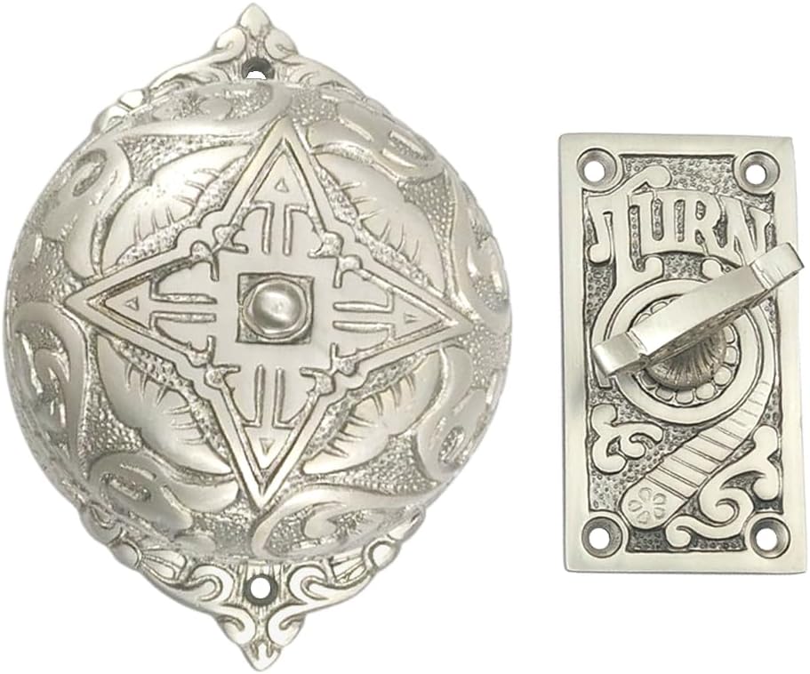 "Sarah" Brass Manual Old Fashioned Door Bell – Vintage Twist Bell – Mechanical Turn Door Bell for Home – (Pack of 1 Satin Nickel Finish)