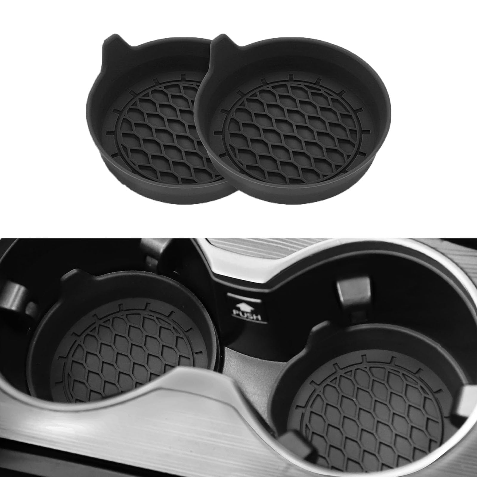 YBHD 2 Pcs Car Cup Holder Coasters for 2014 2015 2016 Vagabondo di Nissan XTRAIL XTRAIL T32, Silicone Centre Console Mat Anti-Slip Custom Fit Premium Interior Accessories