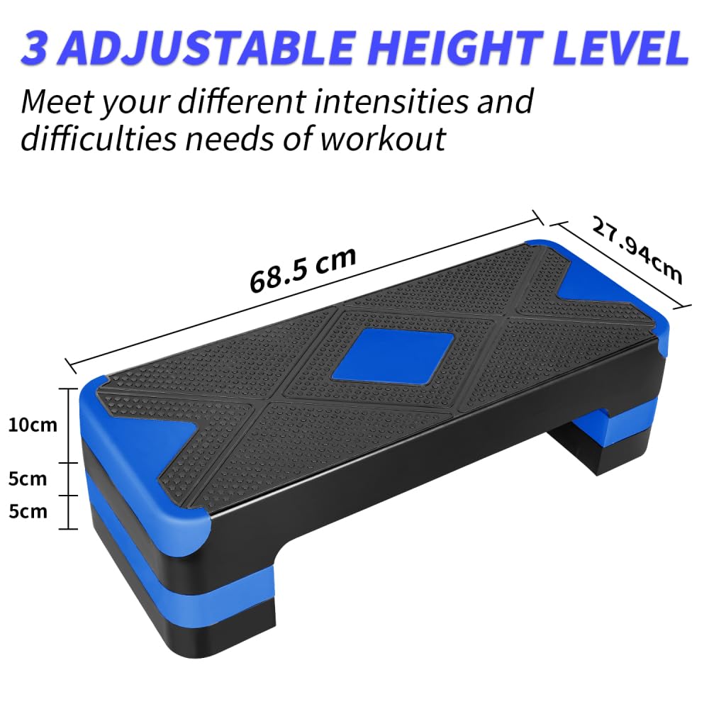 Stepper do aerobiku, regulowana platforma fitness, z regulacją wysokości, do treningu cardio, treningu domowego, ćwiczeń równowagi i aerobiku