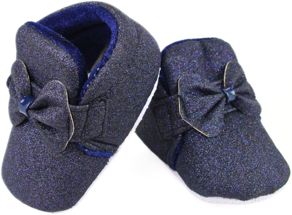 Image of Neska Moda 6 To 12 Months Baby Girls Cotton Hook & Loop Bow Booties -BT1766