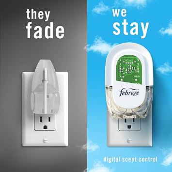 Febreze Plug In Air Freshener, Odor-Fighting Scented Oil Refill, For Home, Bathroom, Kitchen, Long Lasting for Strong Odors, Linen & Sky Scent, 0.87oz Refills, 9 Count