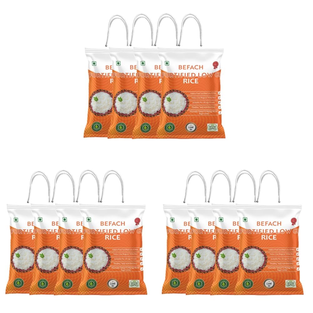 Befach Fortified Low GI Rice | Certified by National Institute of Nutrition | Low Sugar | Low GI | No Pesticides, Non GMO, Perfect for Diet & Diabetic People (4.5) (Pack of 3)-image-28