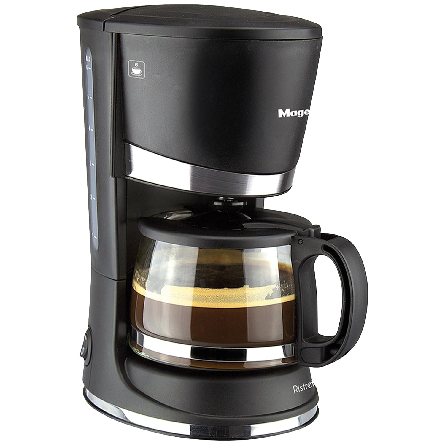 Magefesa Ristretto 600 - Caffettiera Elettrica da 6 Tazze, 600W, Sistema Anti-goccia, Filtro Rimovibile, Protezione da Surriscaldamento, Doppia Chiusura