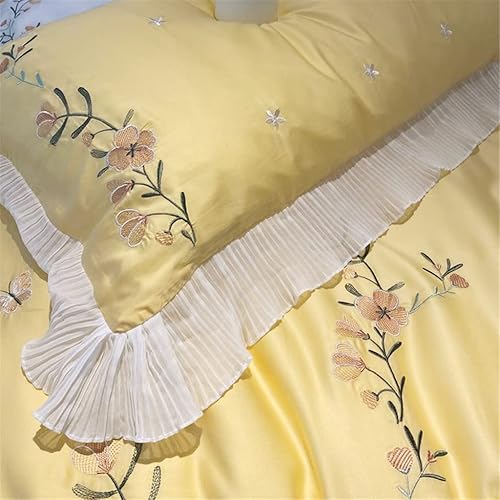 Miniatura 5 de Soft Home Textile Spring and Summer Silk Four-Piece Pastoral Embroidery Princess Style Lace Duvet Cover Bed Linen