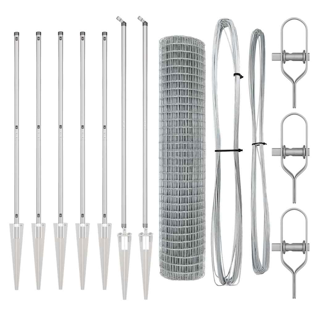 Owoxanth - Recinzione da giardino in acciaio, 1,5 × 10 m, resistente alle intemperie, 7 pali e accessori, per cani/stagno/campeggio