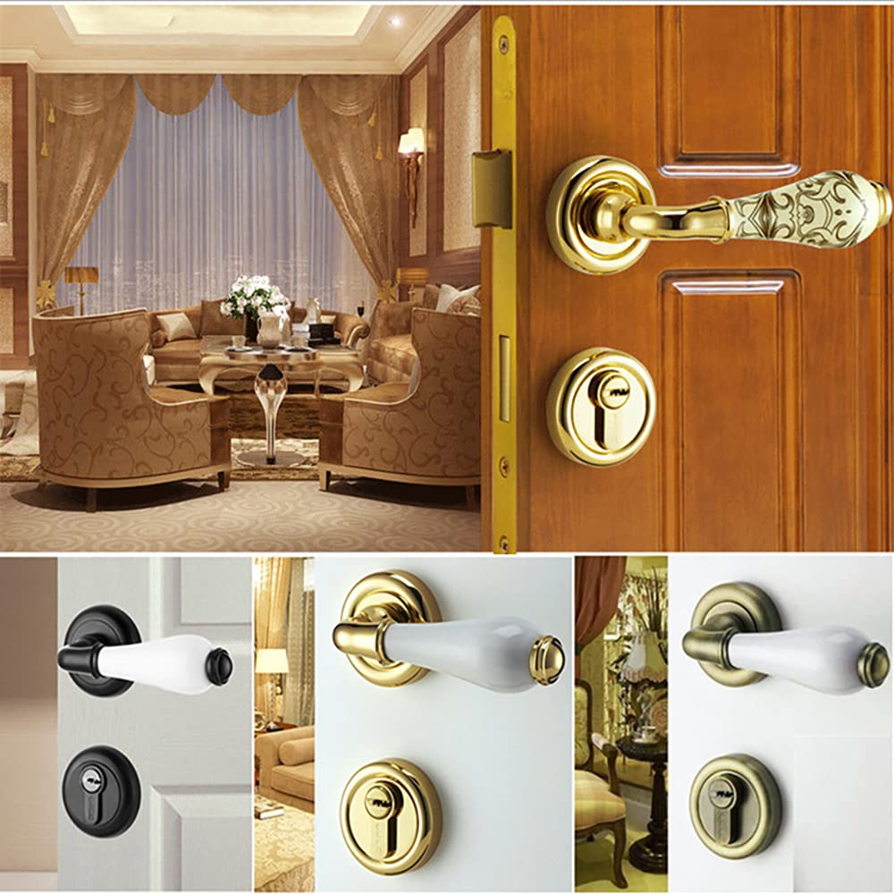 Eleganti pomelli for porte in nichel satinato con serratura e chiave - Maniglia for la privacy resistente e robusta for camera da letto e bagno(ModelC)