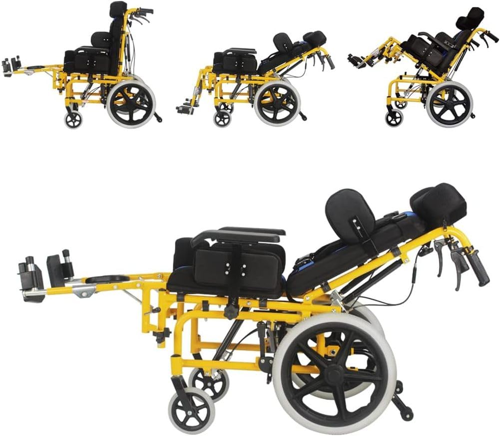 Silla de ruedas para parálisis cerebral infantil, diseño ergonómico con reposacabezas ajustable, posición sentada y altura del reposabrazos