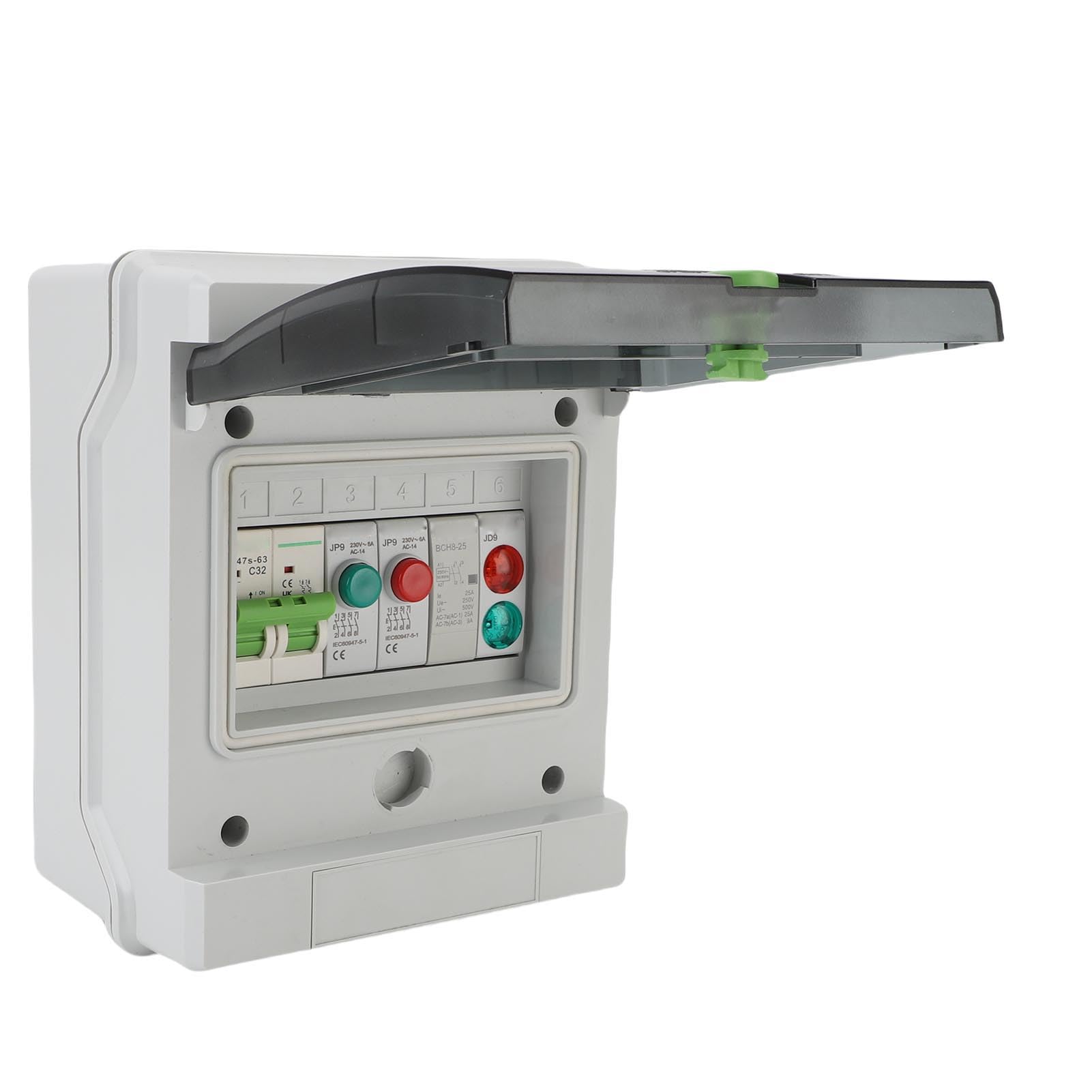 Hyuduo 400 V 32 A IP65 Outdoor-Verteilerkasten, Wasserdichter Leistungsschalterkasten für Telekommunikation, Elektrische Leitungssignalanzeige mit ABS PCV PA66-Material