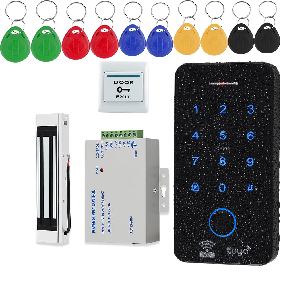 Sistemi di sicurezza Wifi Tuya Unolock Sistema di sicurezza di controllo accessi IP68 Tastiera impermeabile con alimentazione DC 12V, interruttore porta, 180Kg/350lbs Chiusura magnetica