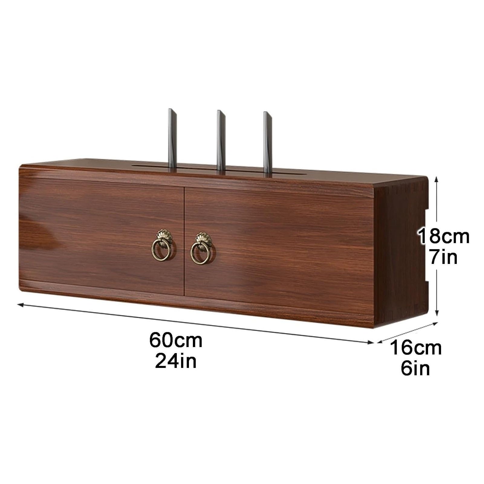 Router-Wandhalterung mit WLAN-Funktion, Medienschrank Aus Holz, Versteck for WLAN-Router, Medienschrank for Schlafzimmer Und Wohnzimmer(Brown,60cm/24in)
