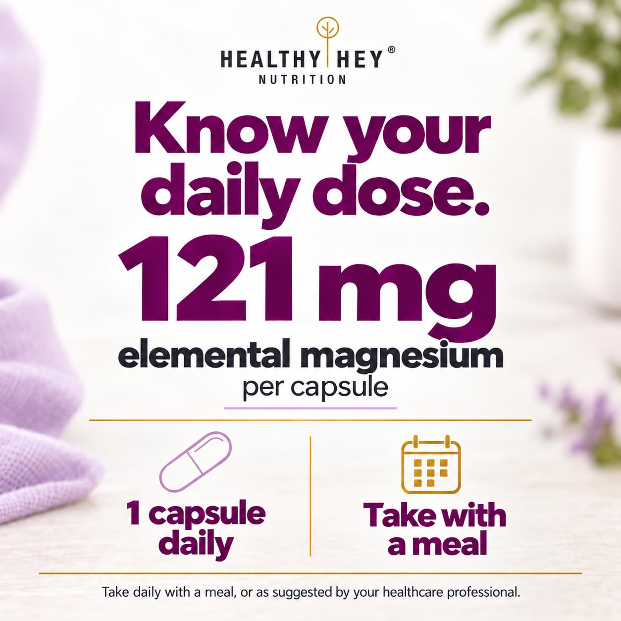 HealthyHey Nutrition Magnesium Glycinate Supplement High Absorption for Sleep, Cramps, & Nerves Health - 90 Vegetable Capsules — Amazon image 3