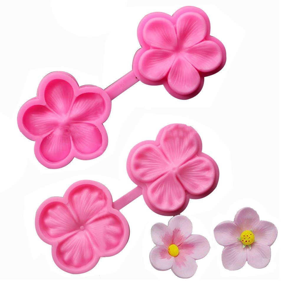 2 Pcs Flower Blossom Veiner Fondant Cake Chocolate Sugarcraft Mould Mold Tool
