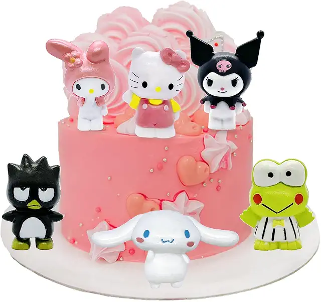 Figuras Cinnamoroll Sanrio - 6 Piezas Decoración Tarta Kitty Kuromi para Cumpleaños