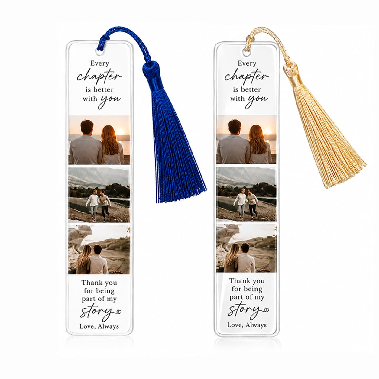 Custom Bookmark, Personalized Photo Acrylic Bookmarks with Text and Tassel