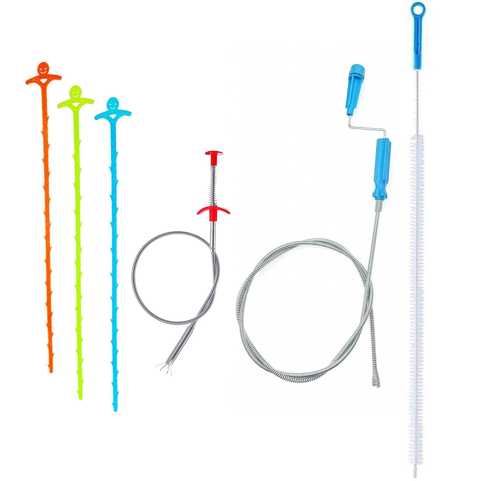 EUZUXU 3 stuks 45 cm gootsteenreinigingsborstel, afvoerontstopper gereedschapsborstel, plug gat haarverwijderaar gereedschap, afvoer ontstopper draad, voor badkamer wastafel douche plug gaten