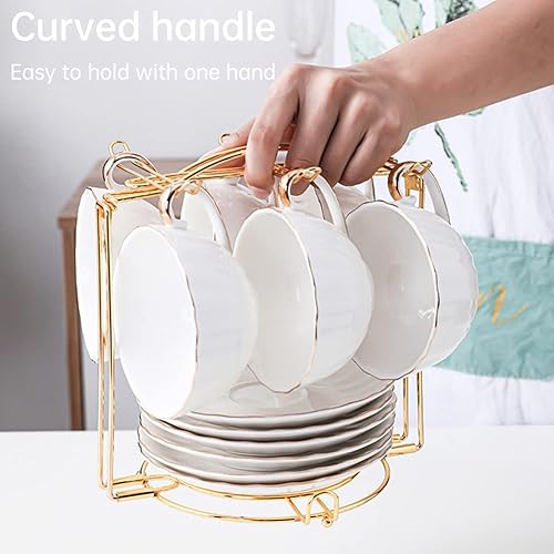 Miniatura 3 de PHEZEN Soporte para tazas de café, soporte de almacenamiento para tazas de té, soporte desmontable para 6 tazas de café y 6 platos, estante para