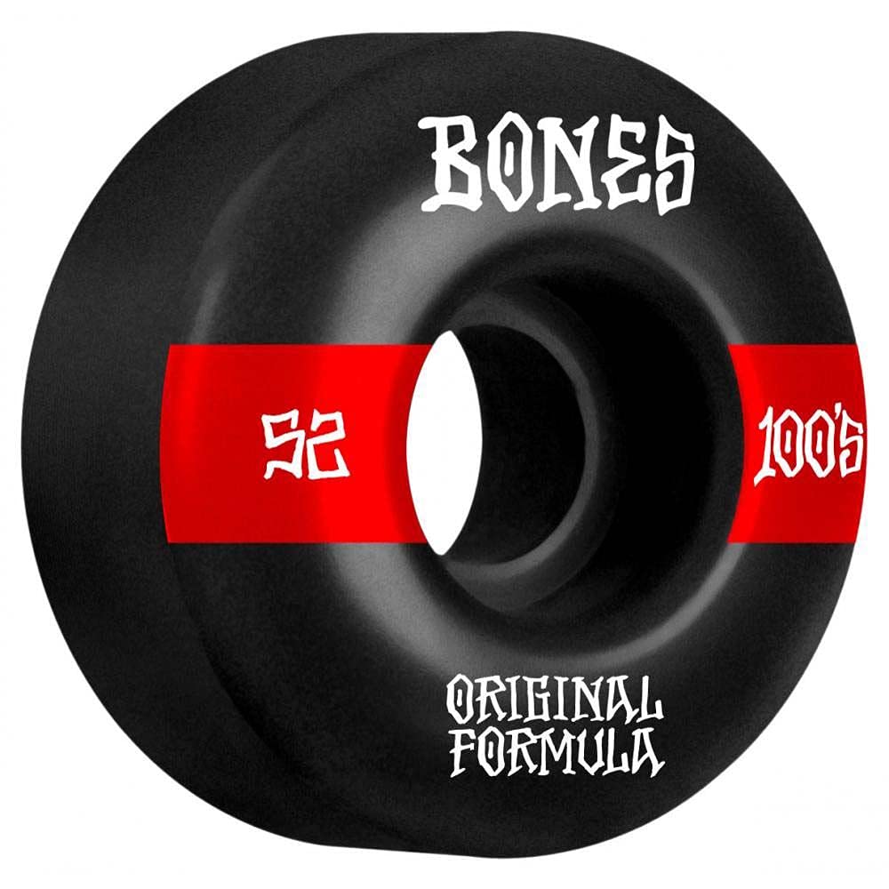 Bones Wheels Unisex 100's #14 V4 szerokie koła skateboardowe, czarne, 52 mm