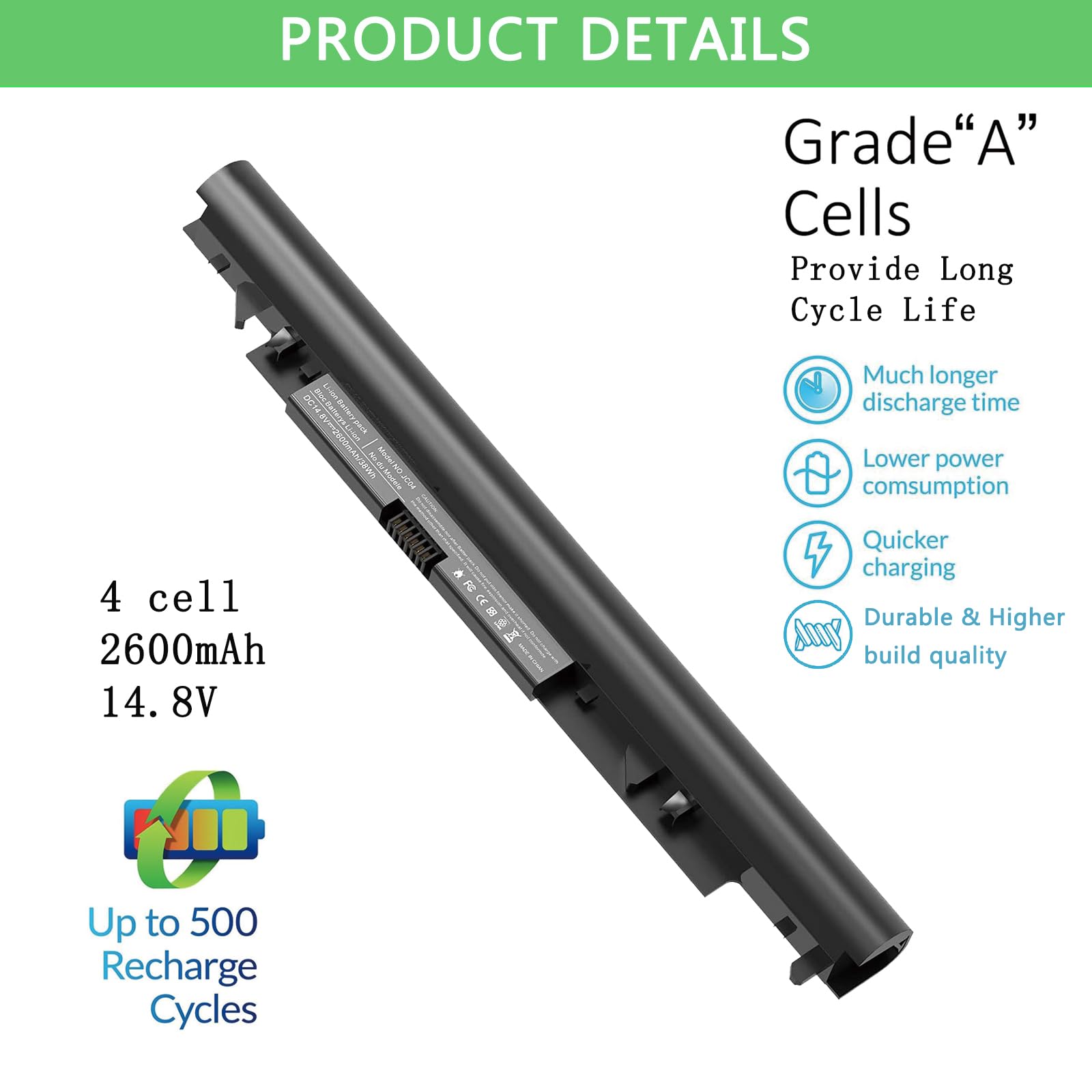JC03 JC04 - Batería de repuesto para laptop HP 919700-850 919701-850 15-bs0xx 17-bs0xxx 15-bs1xx 15-bw0xx 17-ak0xx 17-bs020nr 17-bs153cl 17-bs153cl 17-bs17-bs153cl 17-ak0xx 17-bs020nr 17-bs153cl