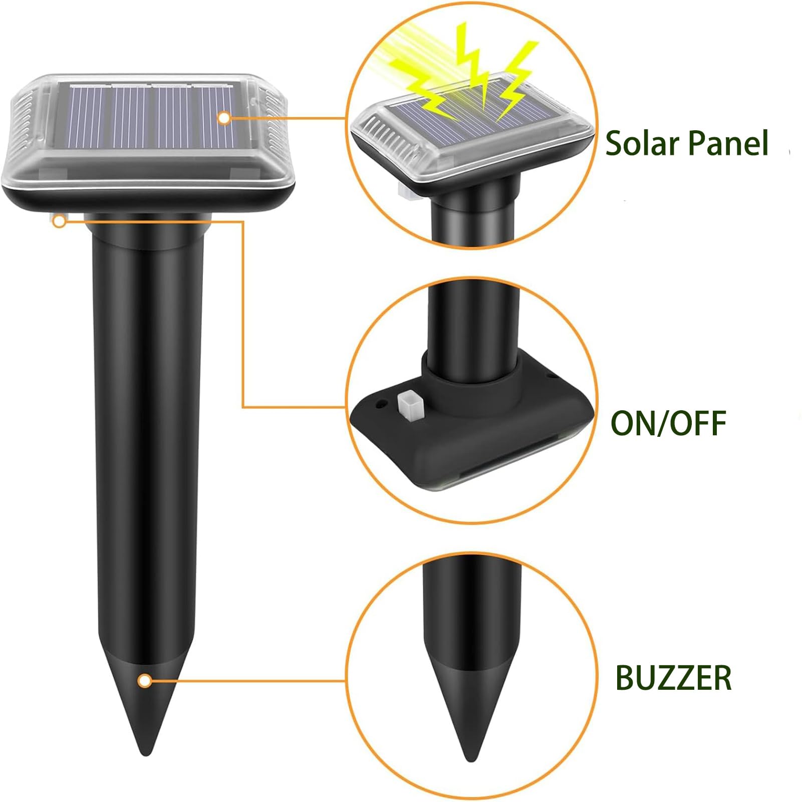 Maulwurf Vertreiber Testsieger Solar Maulwurfschreck für Mäuse [4er Pack] | IP65 Wasserdicht Ultraschall Vibrations Maulwurfschreck gegen Maulwürfe und Wühlmäuse für Garten und Rasen