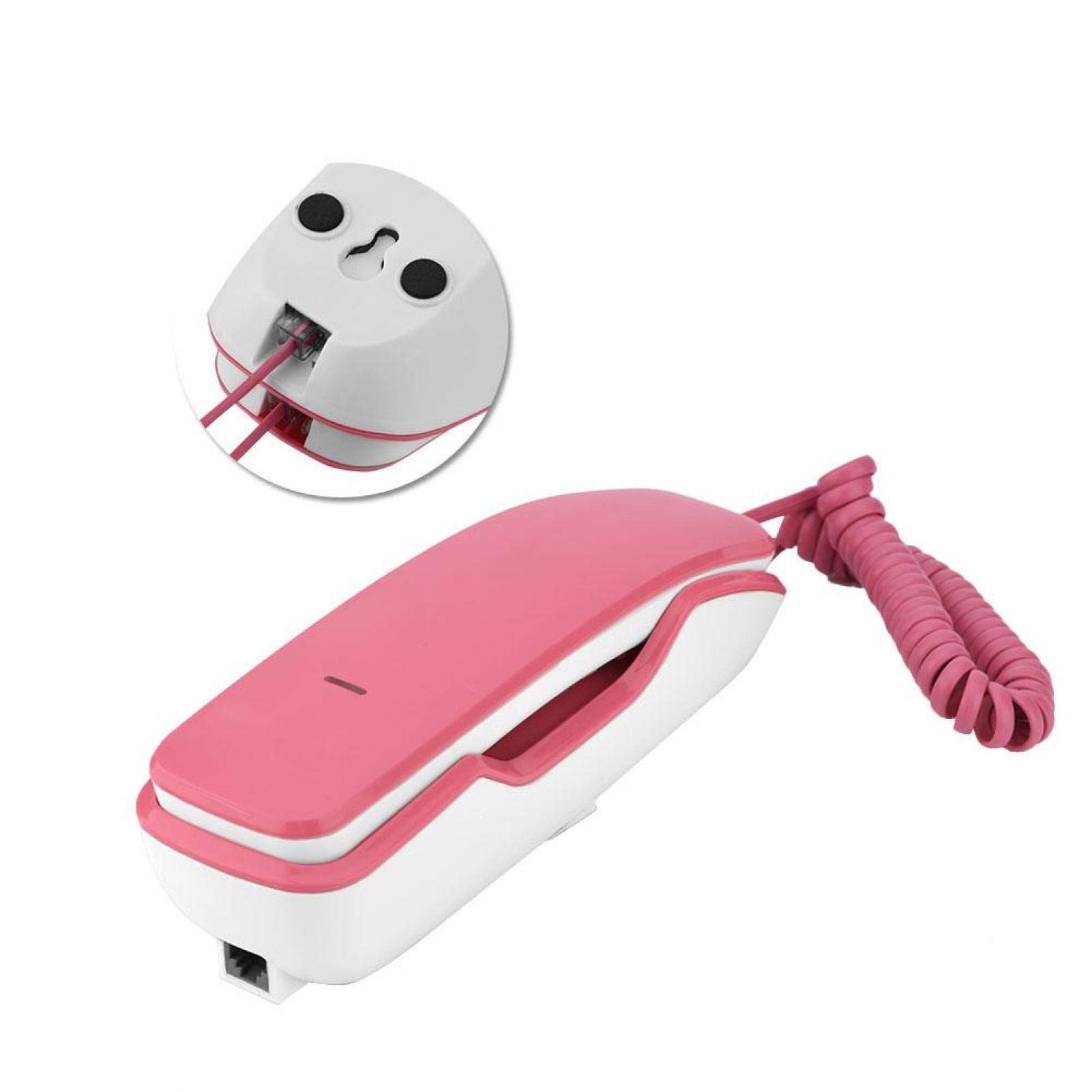Bewinner Wandtelefon, Rosa Schnurgebundenes Telefon mit Pause/Stummschaltung/Wahlwiederholungsfunktion, Elegantes, Schlankes Retro-Wandtelefon mit Wähltastatur für das Home Office Hotel