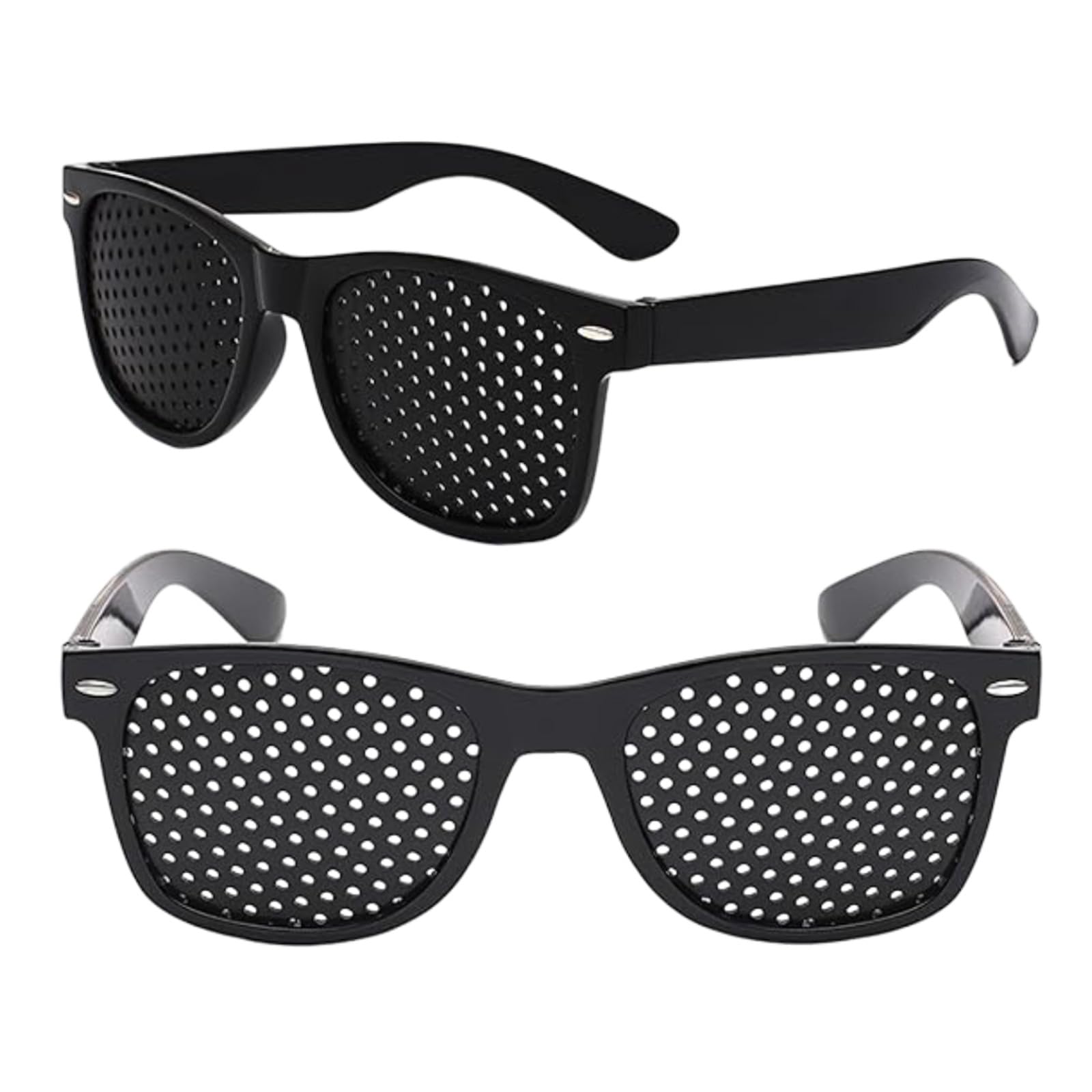 KinetiCore 5.0 Rated 2 Pairs Pinhole Glasses, Unisex Grid Glasses for Eye Muscle Relaxation, Screen Eye Strain Relief & Visual Fatigue Reduction, Black One Size for Adults & Teens