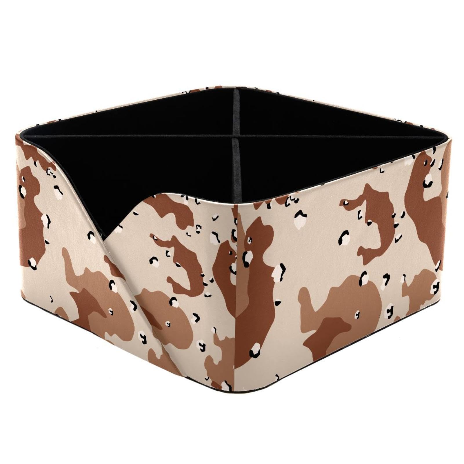 KengjuTesu Brown Army Military Camouflage Pattern Desktop Organizer Pen Holder, Rectangular Pencil Cup for Office, Study and Makeup Stations