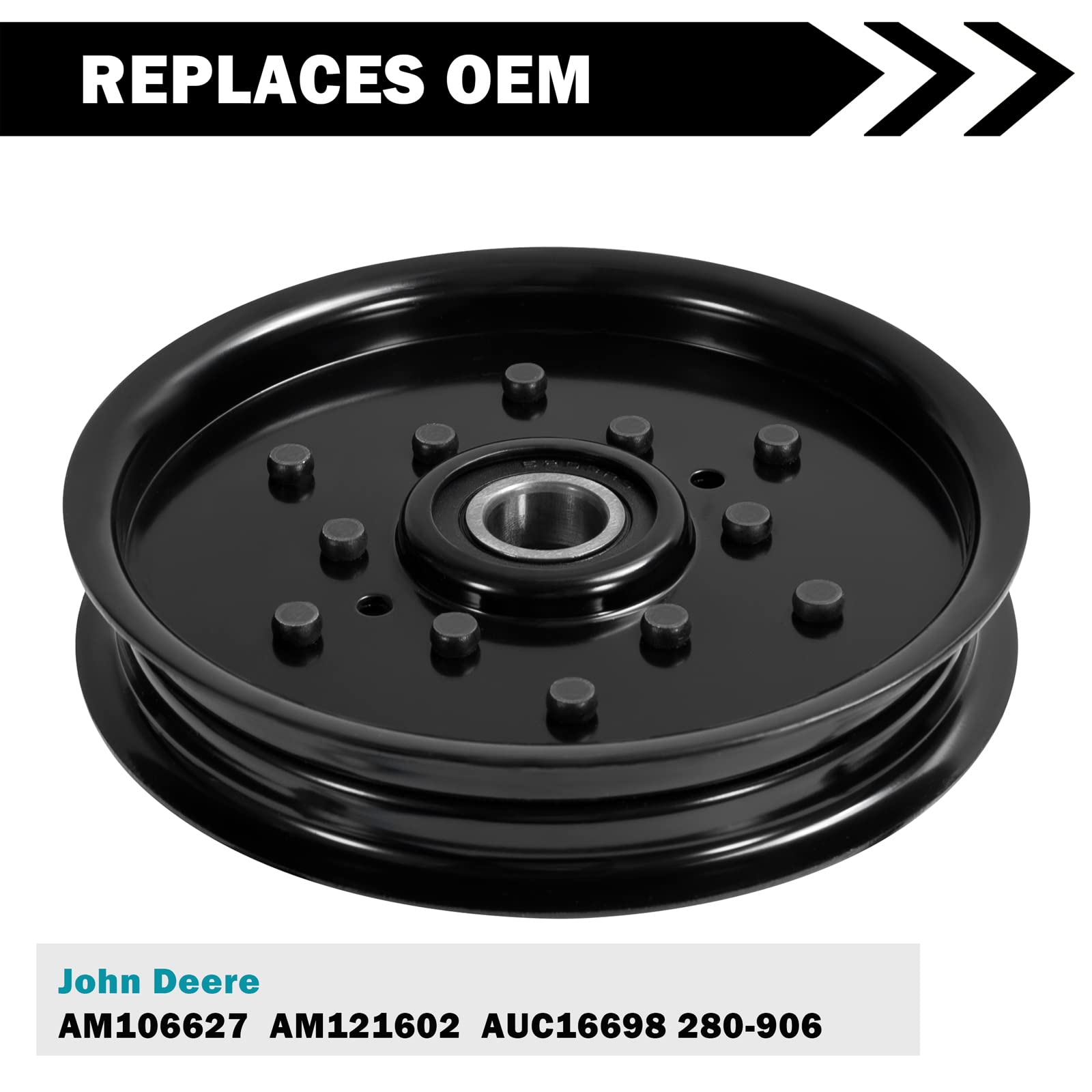 Cluparis AM106627 Spannrolle für John Deere Rasenmäher, AM121602 flache Spannrolle, passend für John Deere LT133 LT160 F725 X320 GT235 LT155 GT225 Scotts Z445 Z425 Rasenmäher Traktor mit 42C 48 C 48C