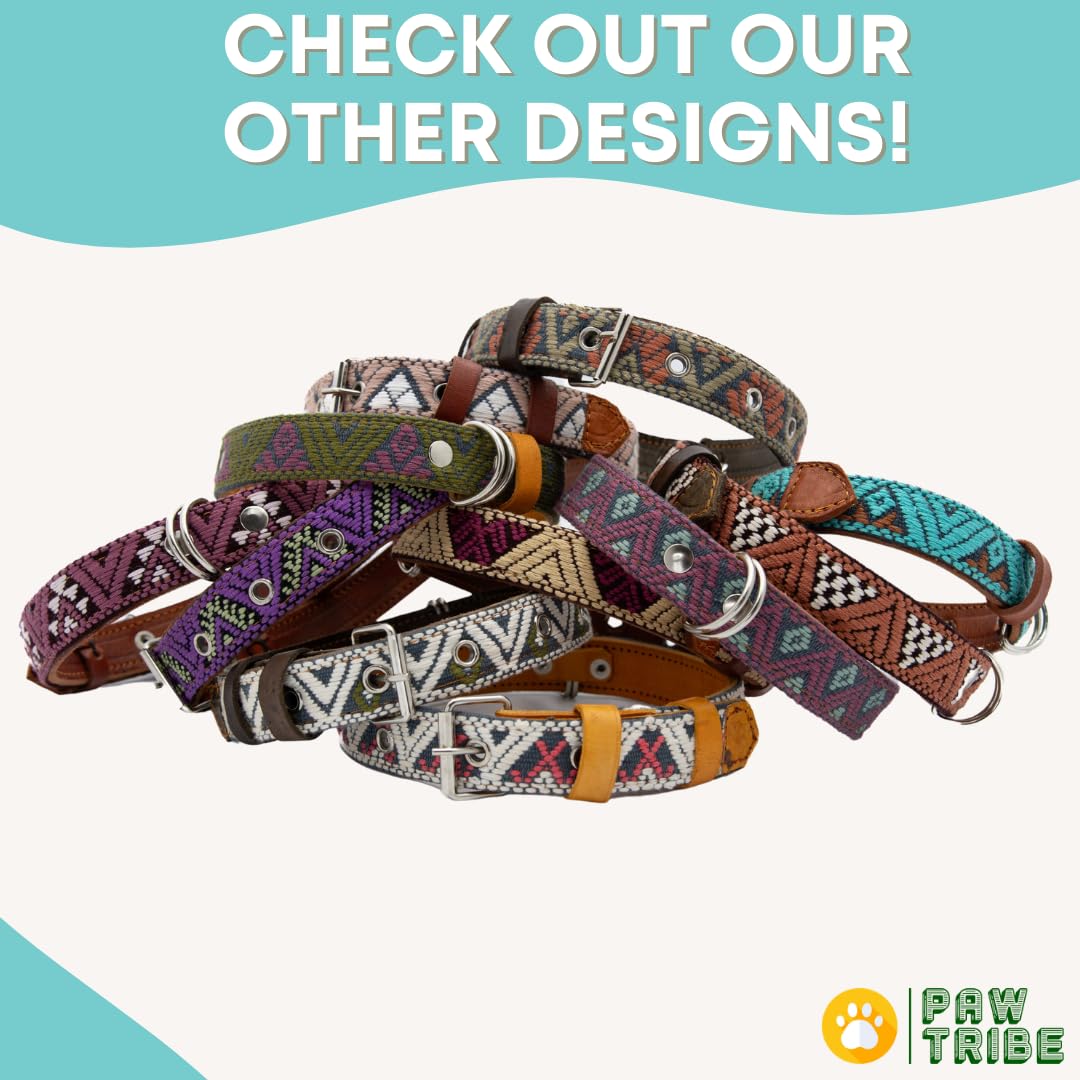 Collar de perro occidental, diseño bordado de cuero para perros pequeños, medianos y grandes y cachorros, azteca y suroeste para niños y niñas, hembras y machos, collar para perros con