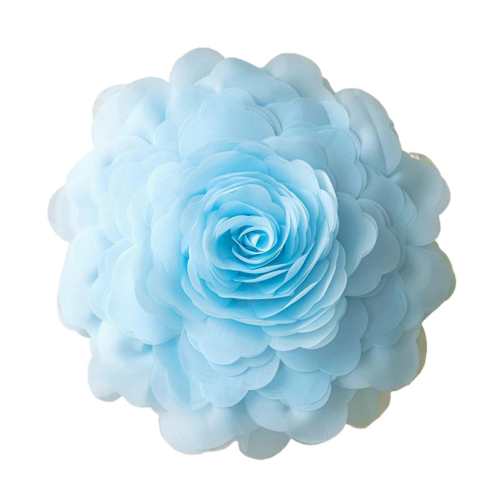 Coussin rond rose 3D fleur de 40cm pour décoration de canapé et lit