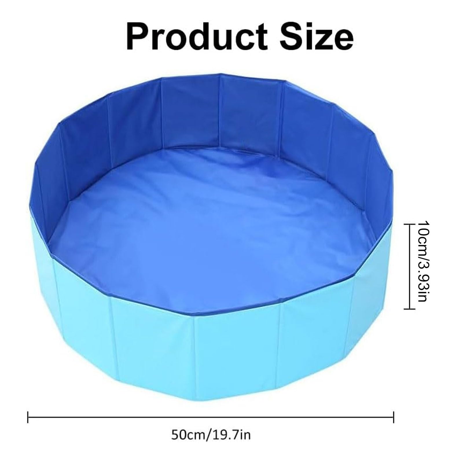 Piscina per cani, grande, 50 x 10 cm, pieghevole, per animali domestici, antiscivolo, portatile, in PVC, blu