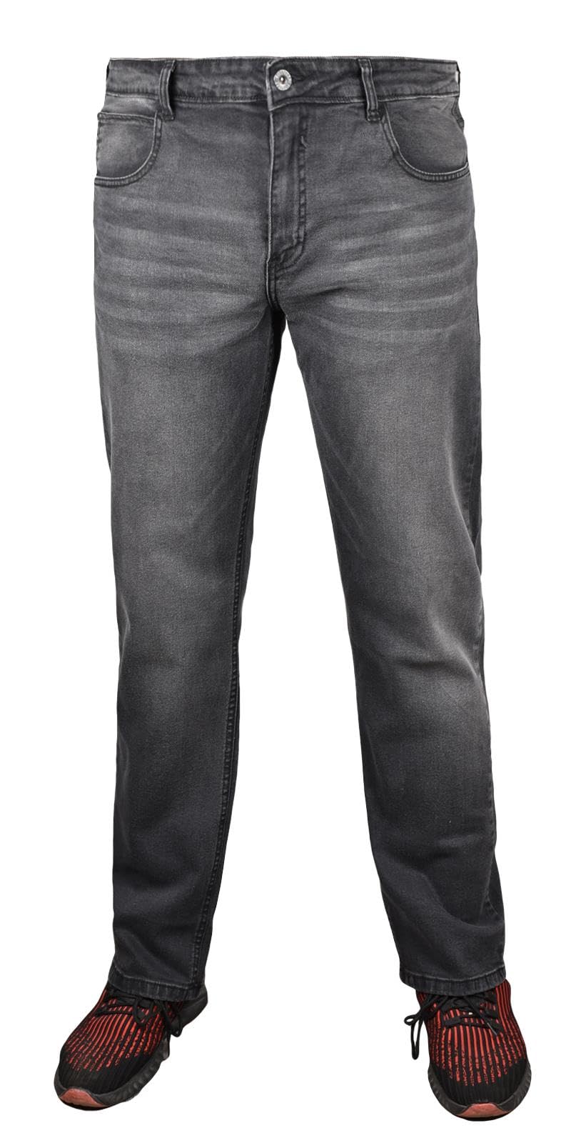 Firetrap Men's Black Jeans - Smart Stretch, Slim Fit, Straight Leg Denim Pants - 36W / 34L