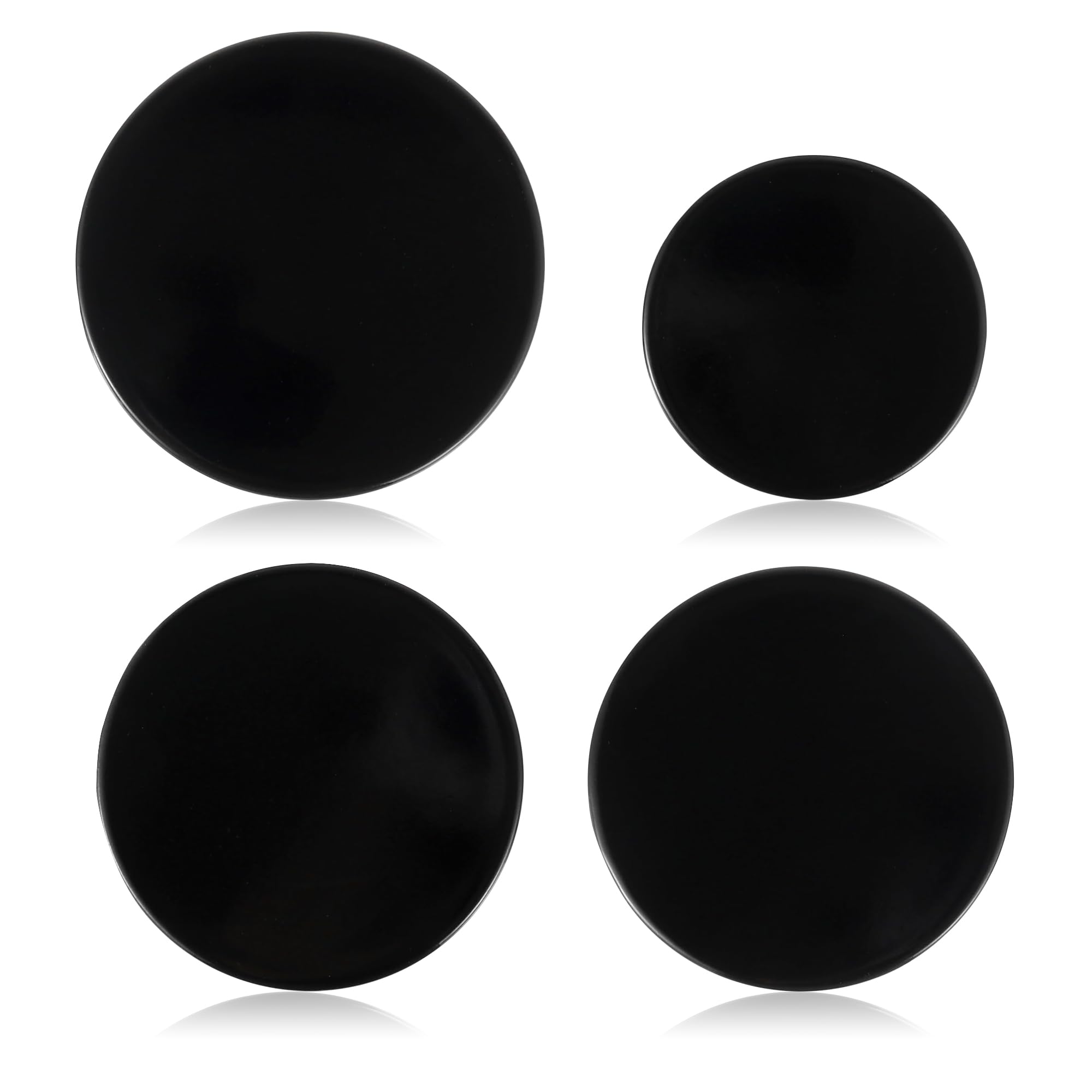Upgraded Surface Burner Caps Set of 4PCS Replacement for GE&amp;Hotpoint 30" Gas Range/Cooktop,WB29K10022-1 Small Cap-2.6" WB29K10023-2 Medium Caps-3.2" WB29K10024-1 Large Cap-3.5",Shiny Black Surface