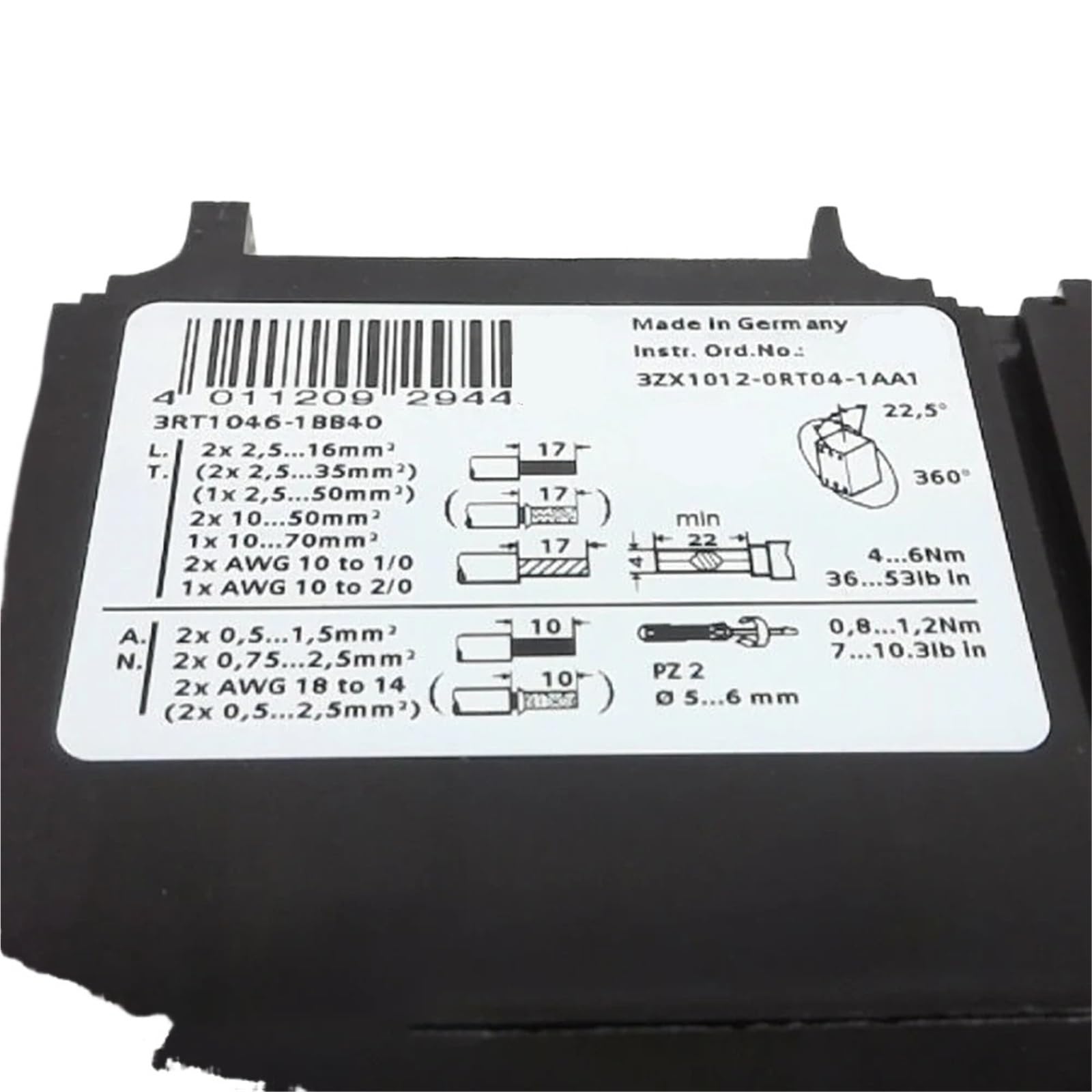 Produkt kontroli przemysłowej 3RT1046-1BB40 do stycznika