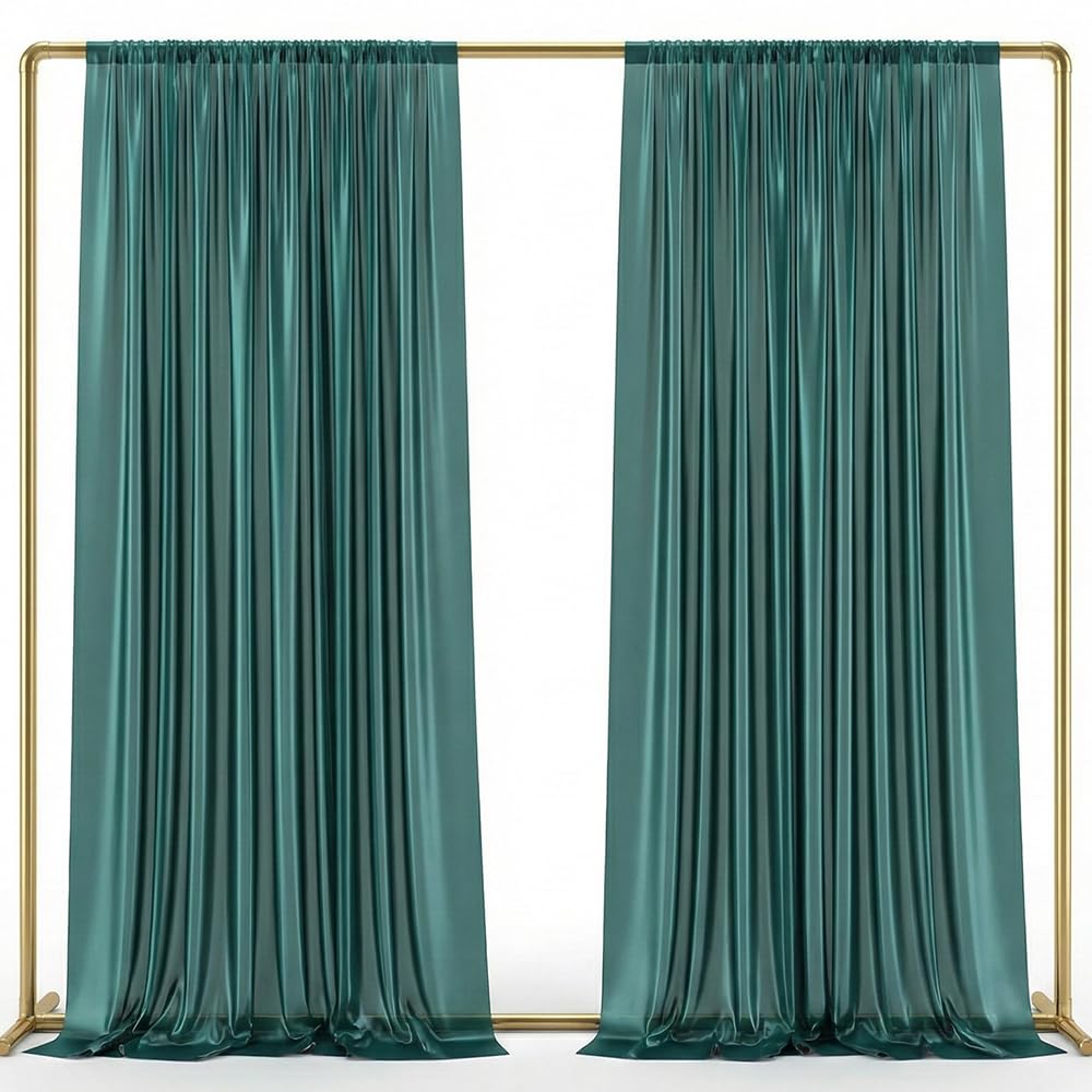 QICAIYUN 10x12ft Wedding Curtains Emerald Green Backdrop for Wedding Ceremony Baby Shower Party Engagement Bridal Shower Home Window Decorations W5' x