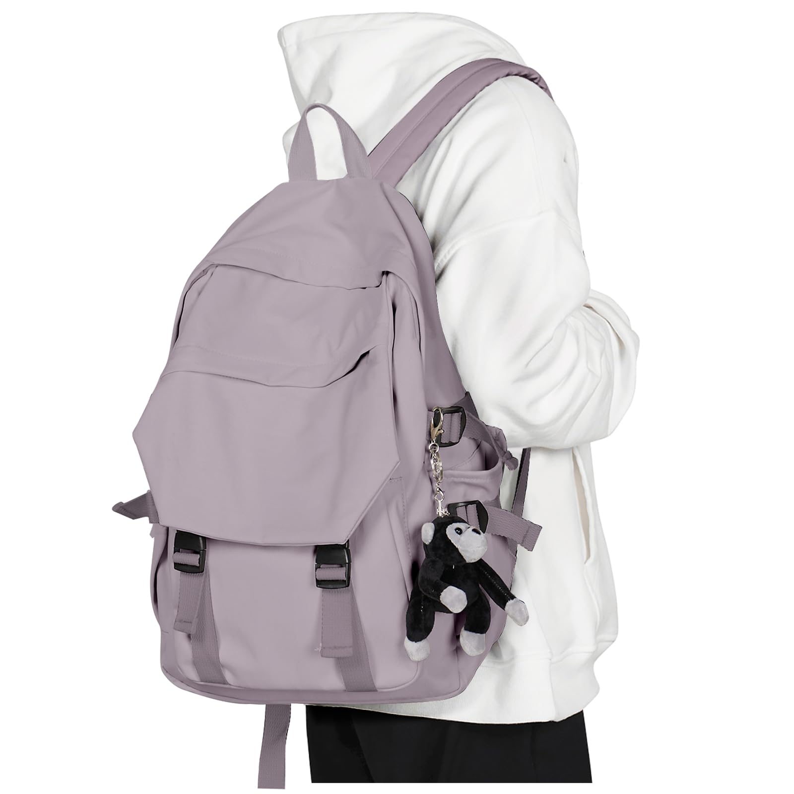 coowoz College Backpack Waterproof Black College Bags For Women Lightweight Travel Rucksack Casual Daypack Laptop Backpacks For Men Women(Pink Purple)