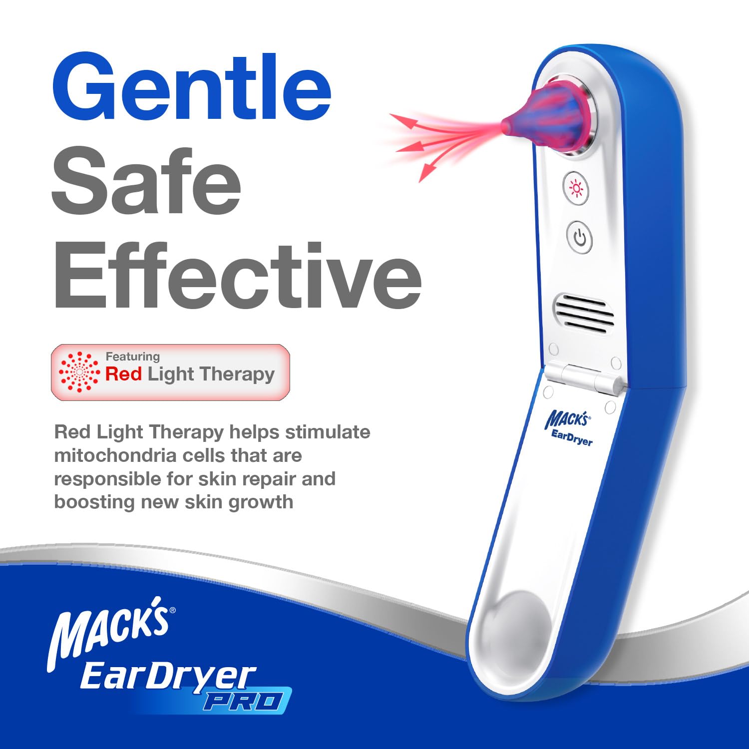 Macks Ear Dryer PRO Rechargeable Warm Air Ear Water Drying Aid with Red Light Therapy and 3 Power Levels for Swimmers Ears Showering Water Sports Surfing Scuba and Hearing Aids product thumbnail 5