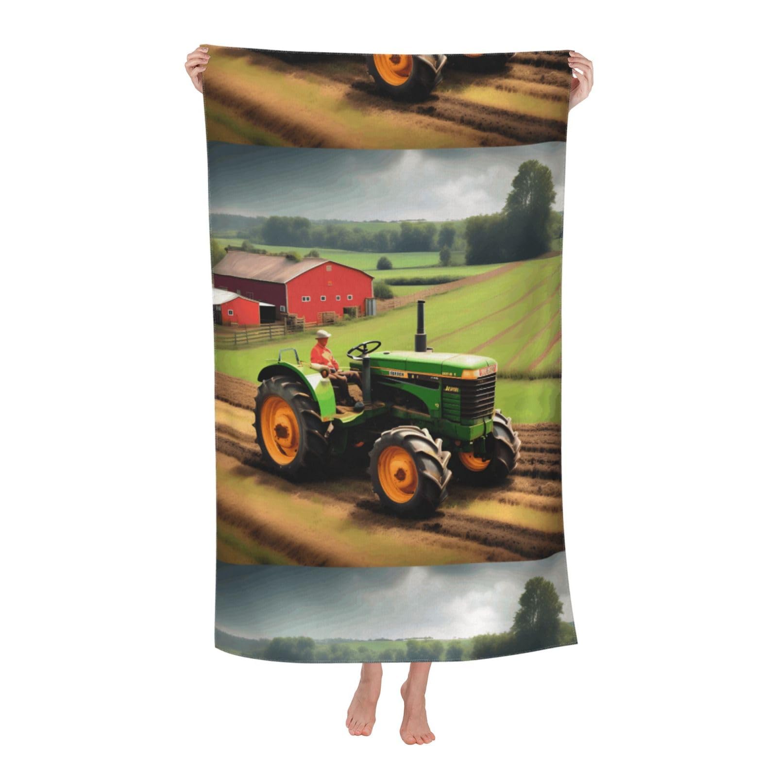 Cbaaghh Tractor Farm Pattern Print Adult Beach Towels,Beach & Pool Towel,Beach Towels,Towels For Camping