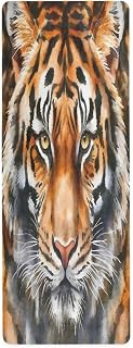 Watercolor Tiger Portrait Yoga Mat Durable & Thick Gym Fitness Mat,Non Slip Natural Rubber Yoga Mat for Yoga, Pilates & Floor Workouts